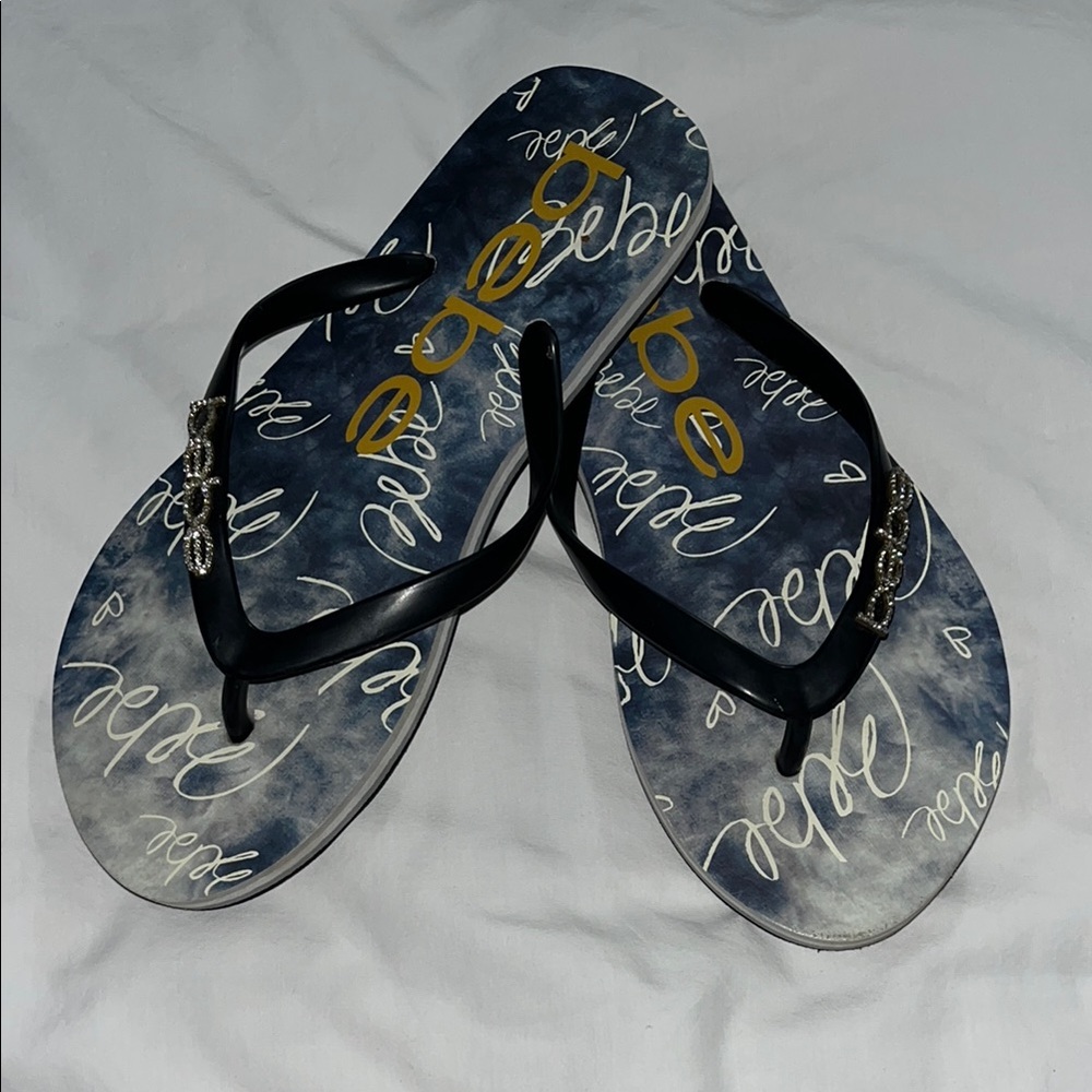Bebe Black Sandals with Y-Shaped Strap (never worn)